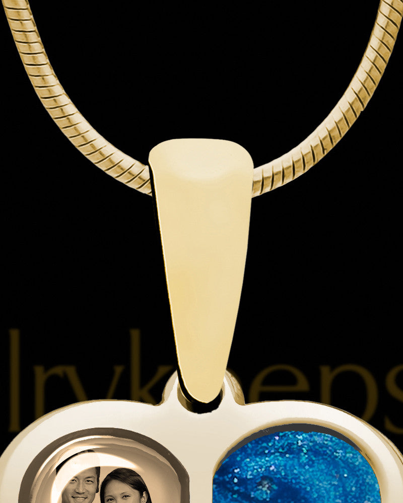 14K Gold Photo Split Heart with Indigo Ash Jewelry