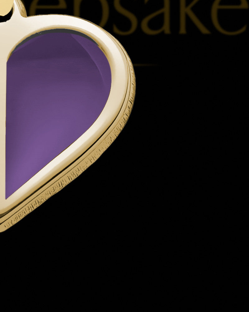 14K Gold Photo Split Heart with Orchid Ash Jewelry