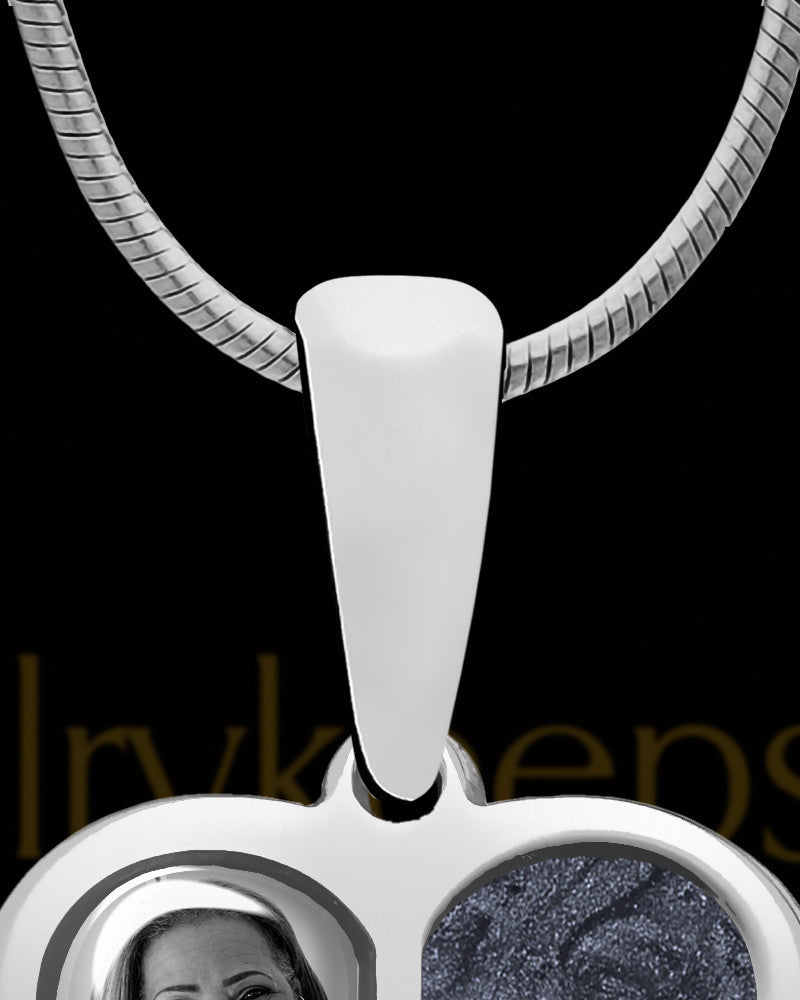 Sterling Silver Photo Split Heart with Graphite Ash Jewelry