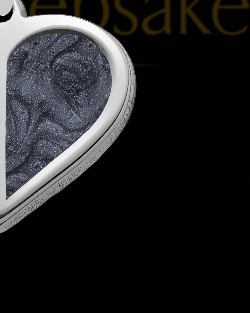 Sterling Silver Photo Split Heart with Graphite Ash Jewelry