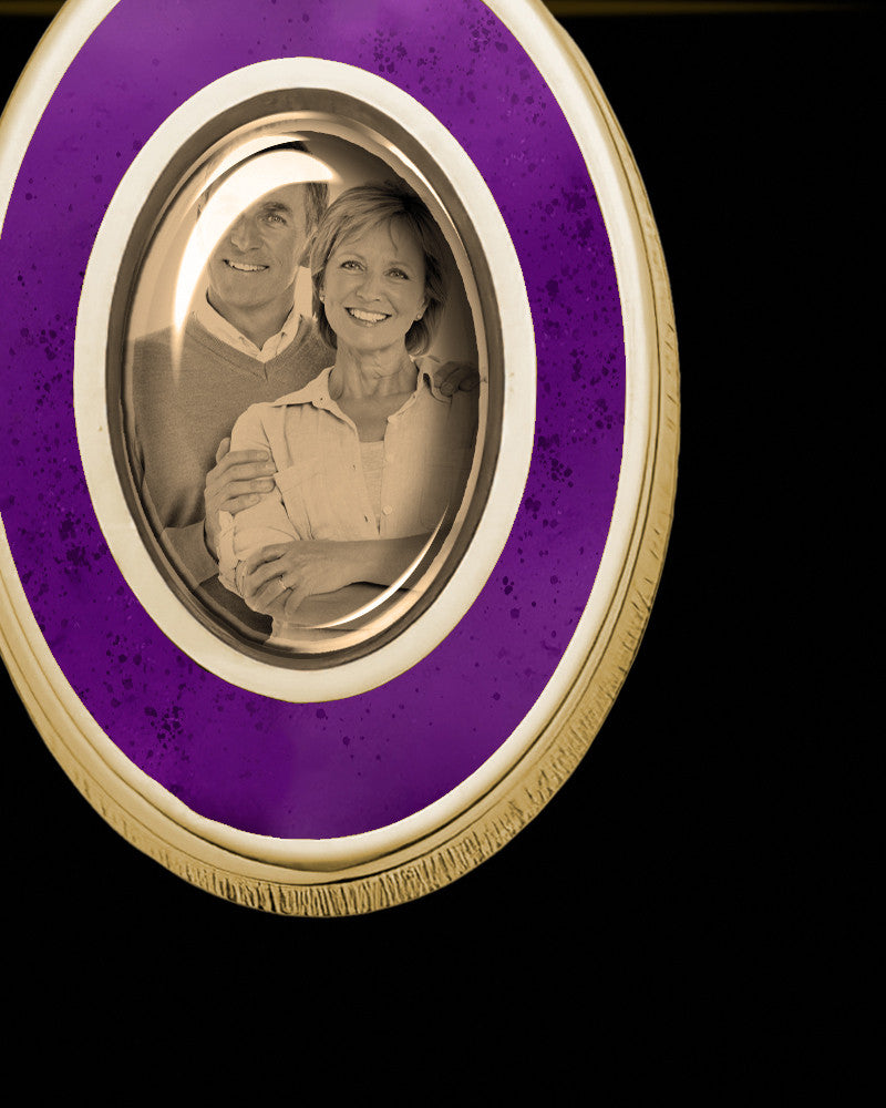 14K Gold Photo Oval with Cabernet Ash Jewelry