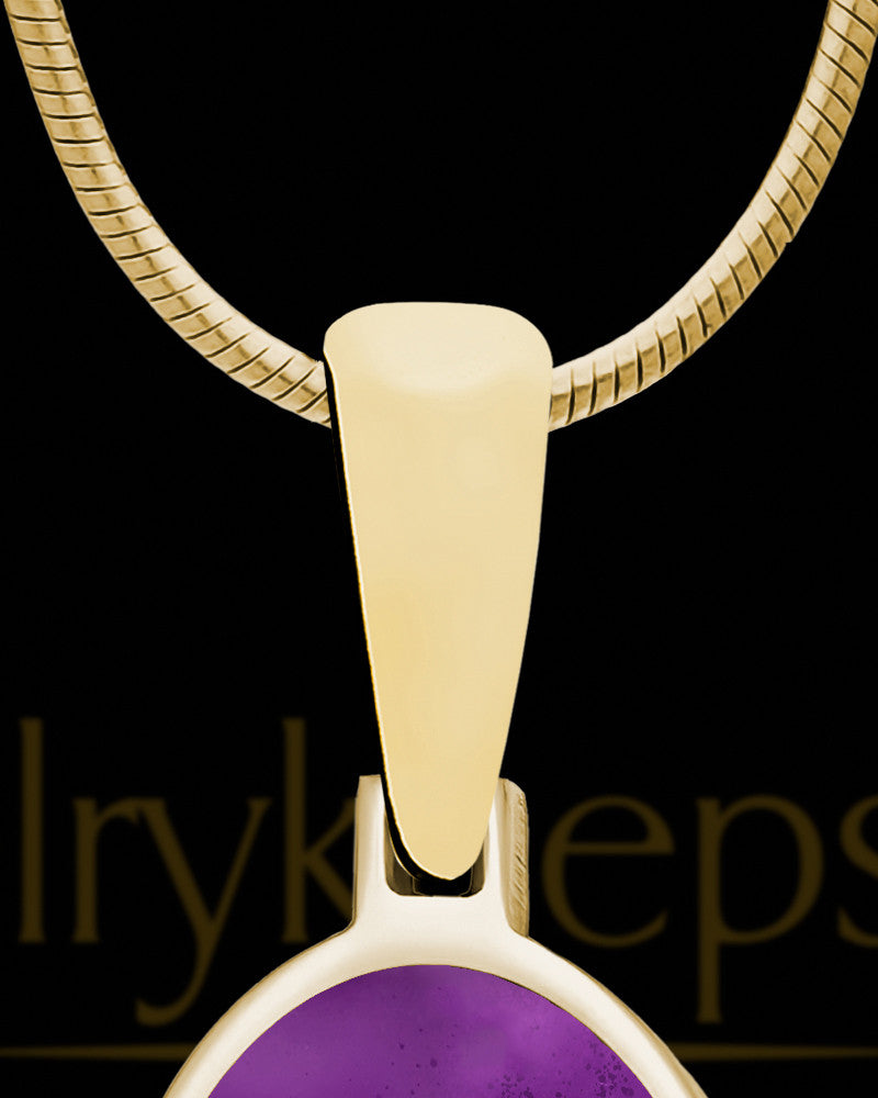 14K Gold Photo Oval with Cabernet Ash Jewelry