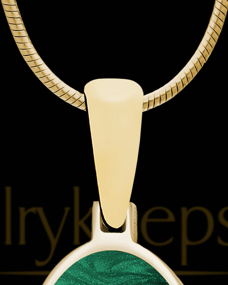 14K Gold Photo Oval with Olive Ash Jewelry