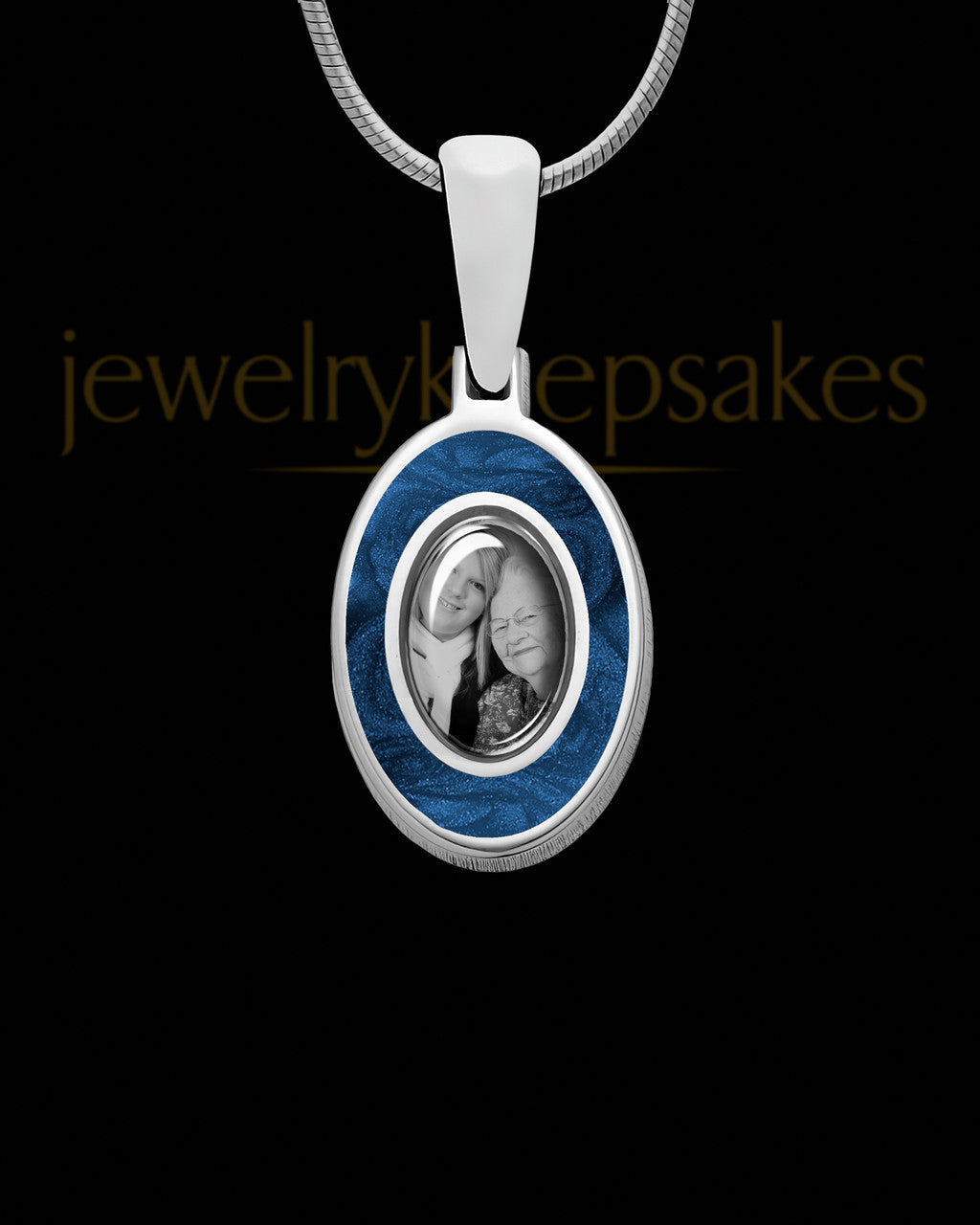 Sterling Silver Photo Oval with Cyanic Ash Jewelry