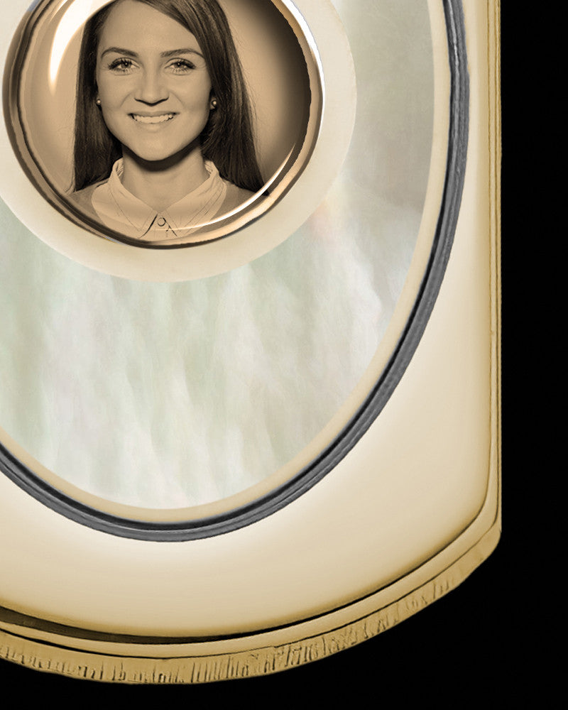 14K Gold Photo Dog Tag with Flaxen Ash Jewelry