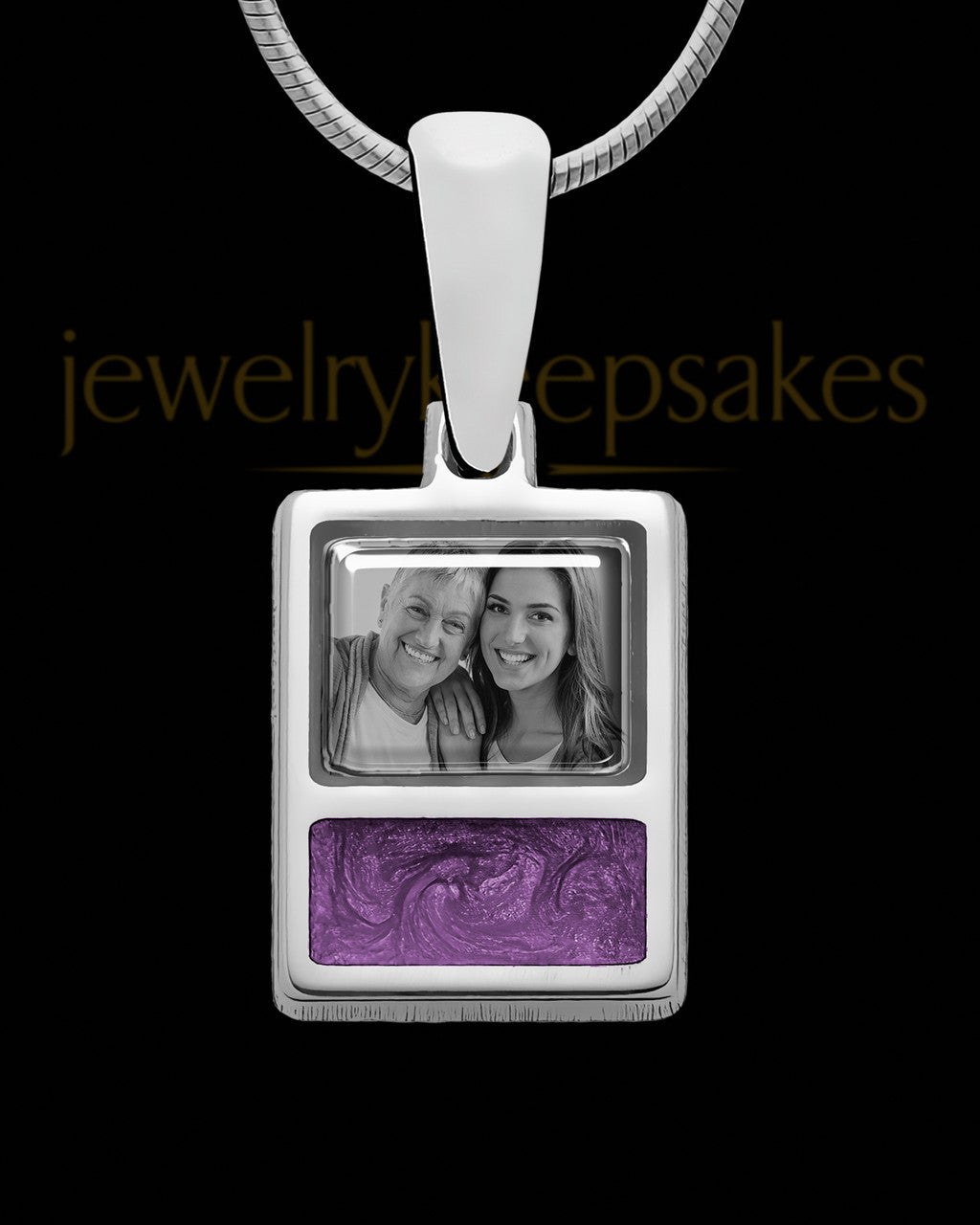 Sterling Silver Photo Rectangle with Cabernet Ash Jewelry