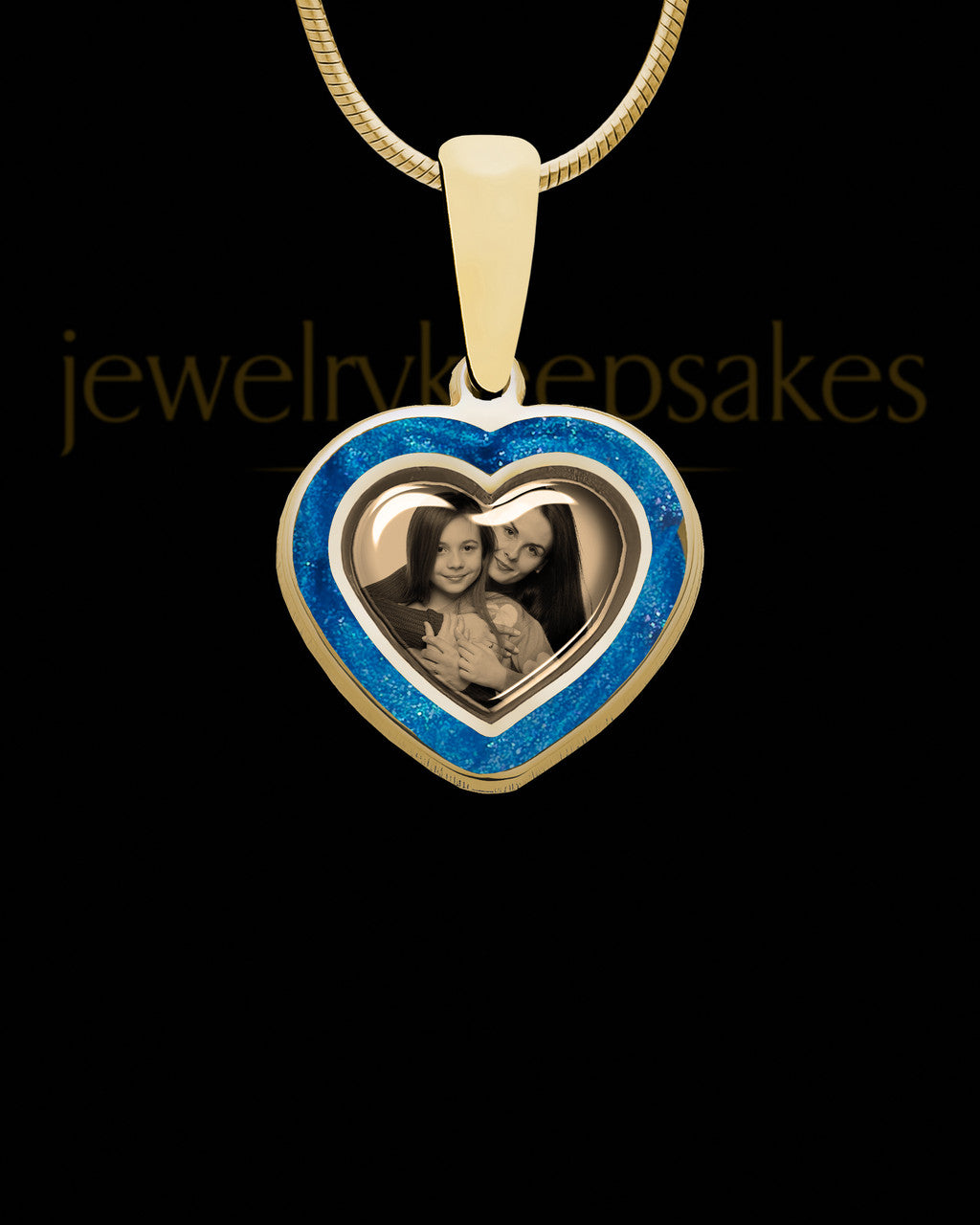 14K Gold Photo Heart with Indigo Ash Jewelry