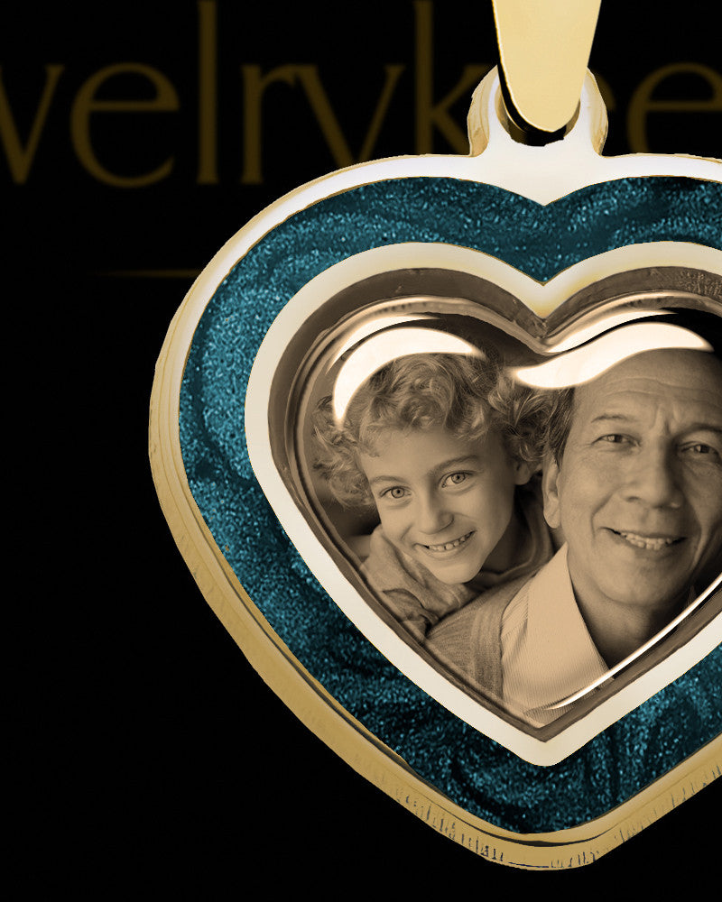 14K Gold Photo Heart with Borealis Ash Jewelry