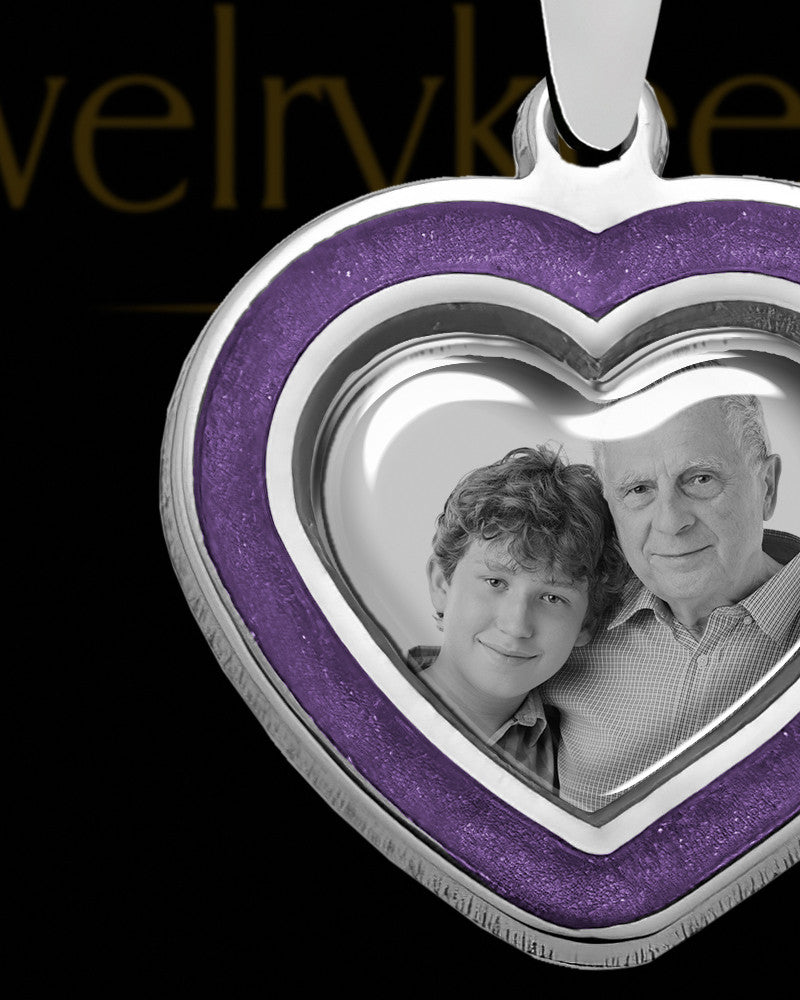 Sterling Silver Photo Heart with Bellflower Ash Jewelry