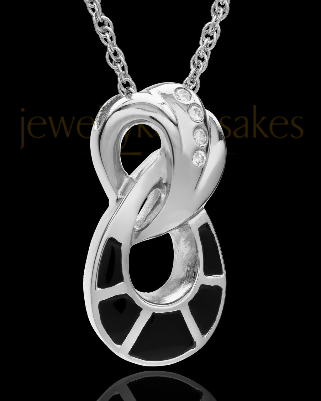 Cremation Necklace Sterling Silver and Onyx Infinity