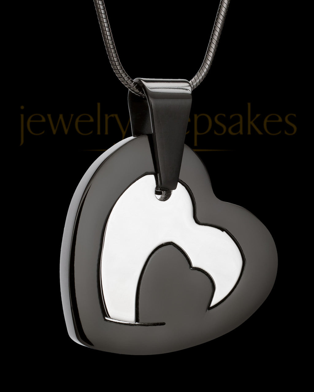 Cremation Keepsake Black Stainless Candid Heart