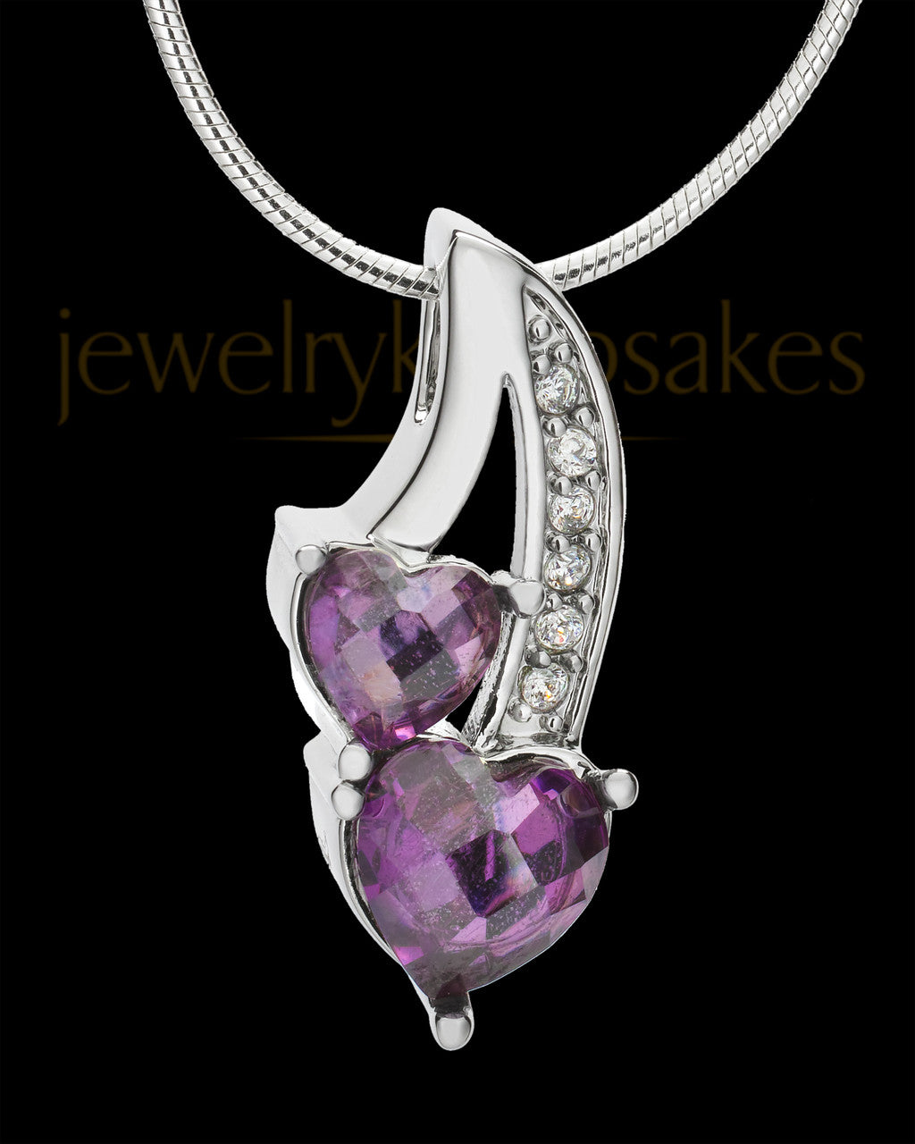 Sterling Silver Purple Treasures of the Heart Cremation Urn Pendant