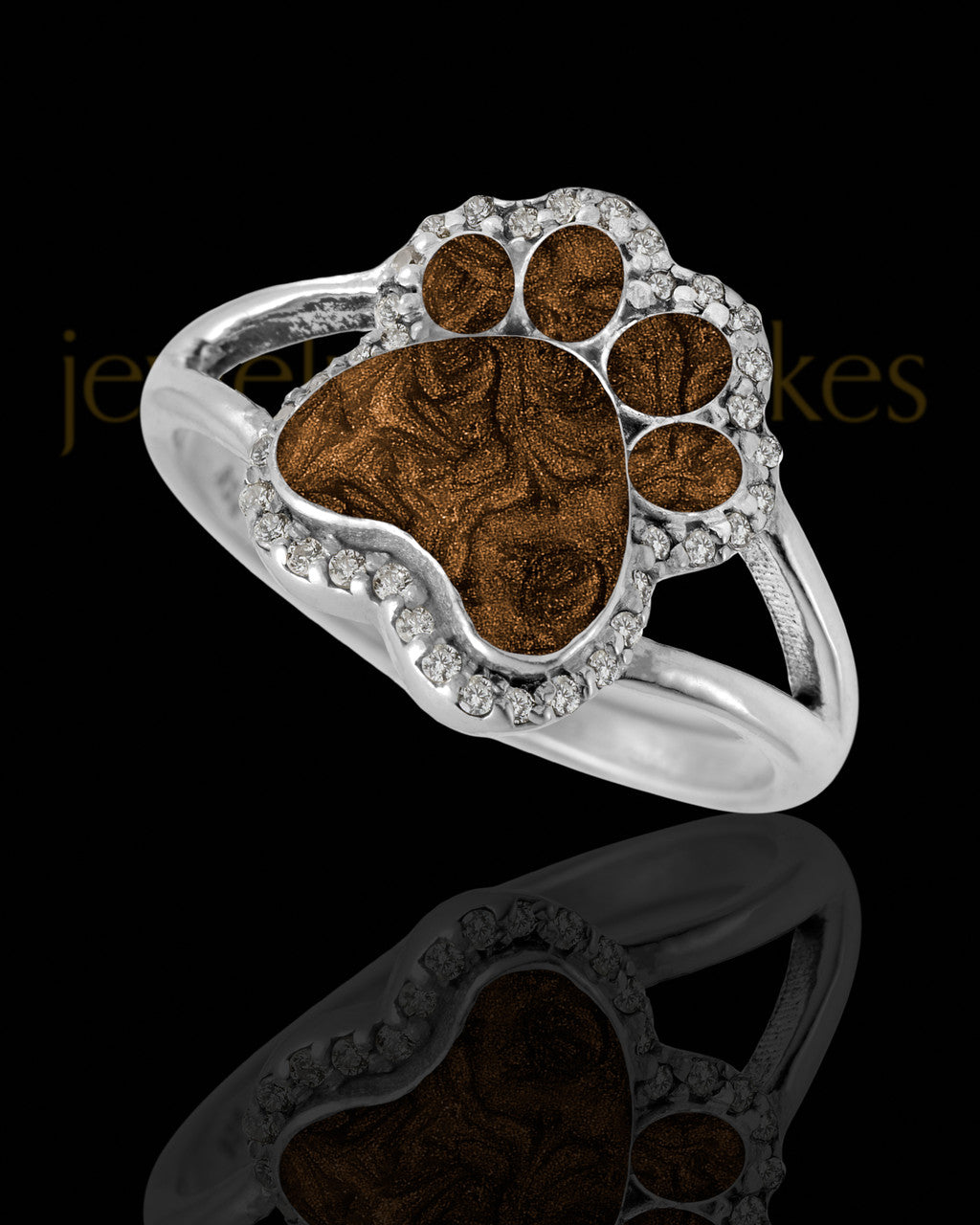 Ladies My Best Friend Paw Print with Coffee Silver Ash Ring