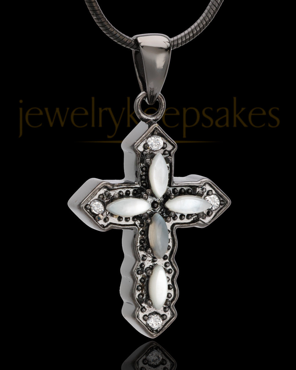 Black Plated Devout Cross Cremation Urn Pendant