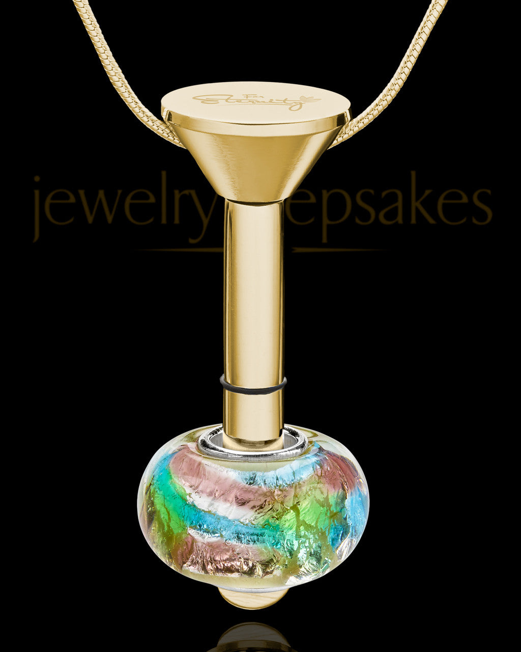 Gold Plated Stainless Millenium Urn Pendant and Flowing Waters Charm