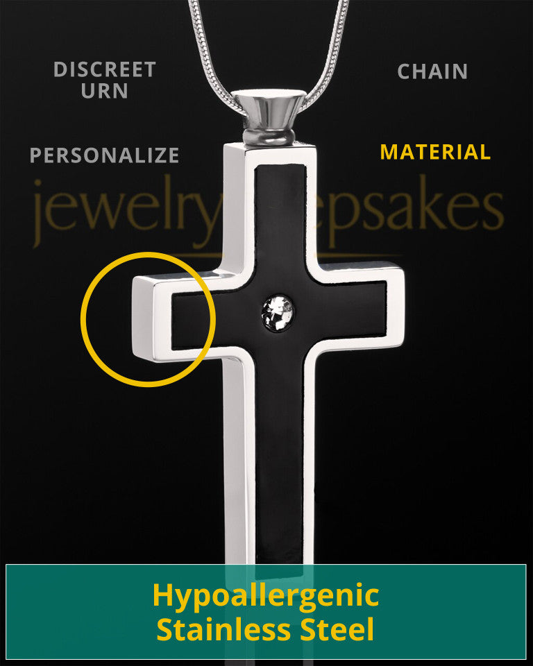 Custom Black Cross Pendant Necklace in Stainless Steel