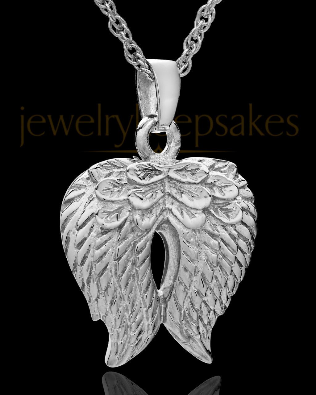Urn Pendant 14k White Gold Angel Wings Keepsake