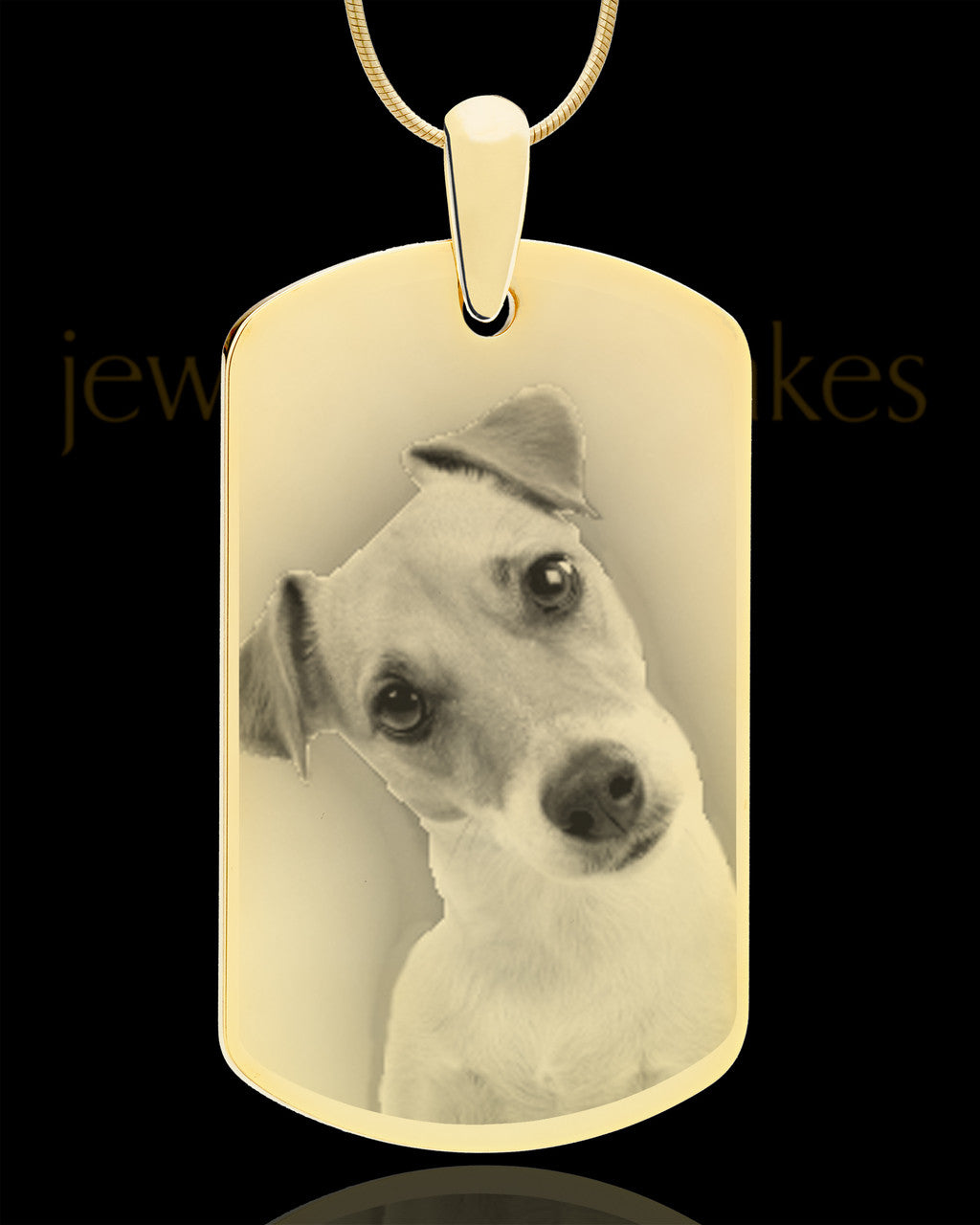 Photo Engraved Large Dog Tag Pet Pendant Gold Plated over Stainless