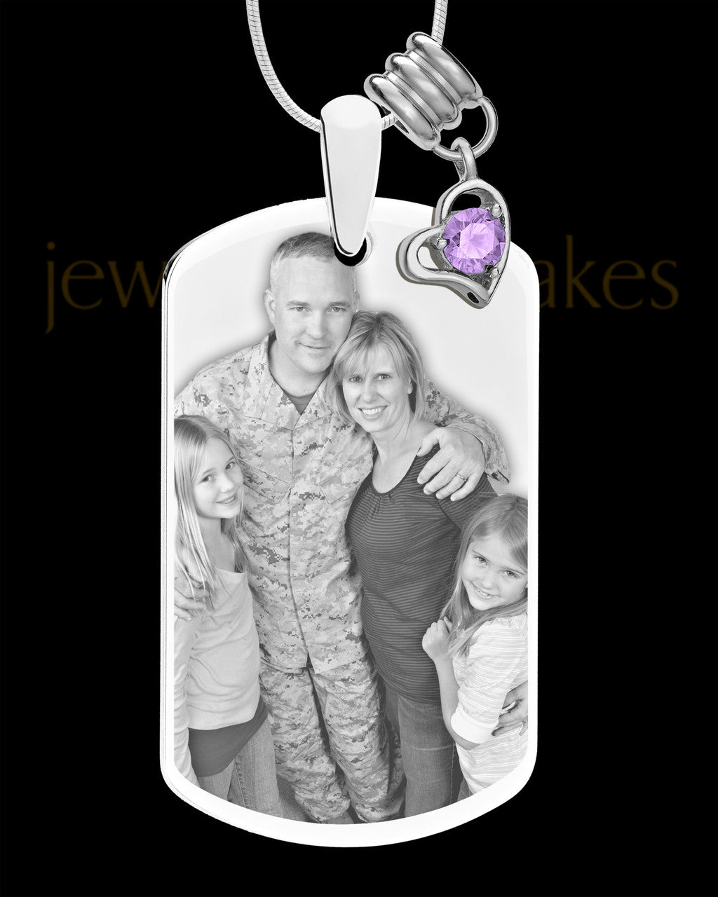 June Photo Engraved Stainless Steel Dog Tag Pendant With Chain