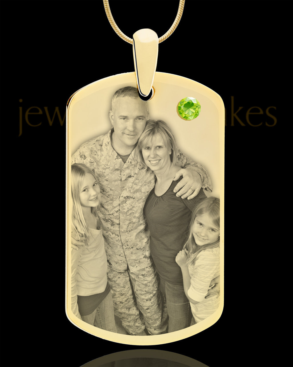 August Gold Dog Tag Photo Pendant