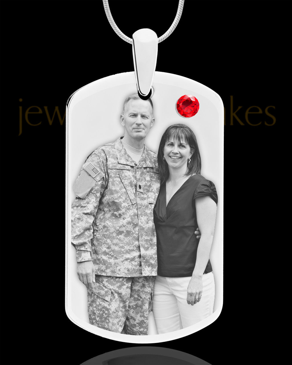 July Birthstone Dog Tag Stainless Photo Pendant