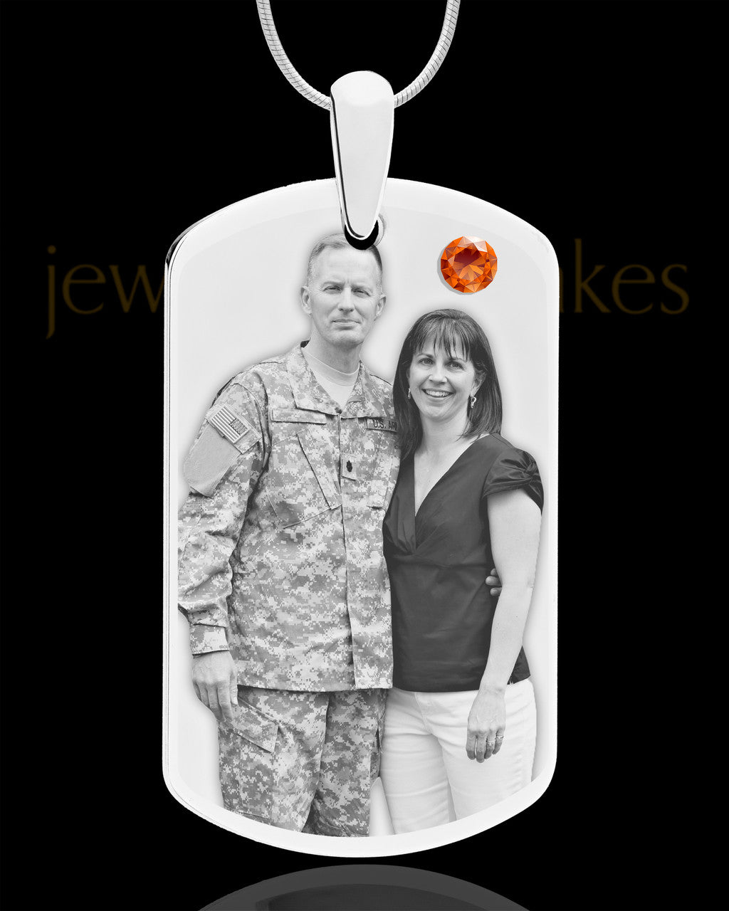 November Birthstone Dog Tag Stainless Photo Pendant