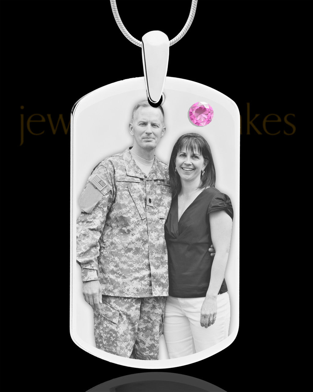 June Birthstone Dog Tag Stainless Photo Pendant