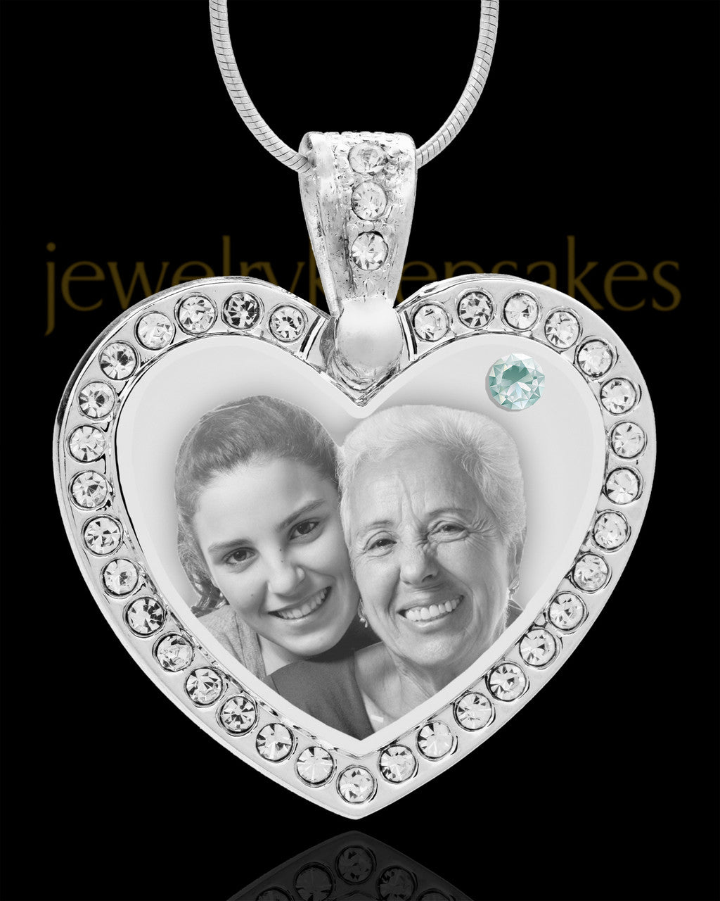 April Gem Heart Birthstone Stainless Photo Pendant