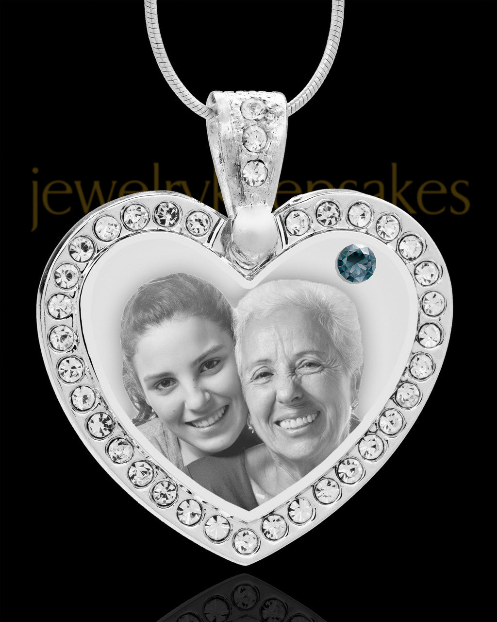 December Gem Heart Birthstone Stainless Photo Pendant
