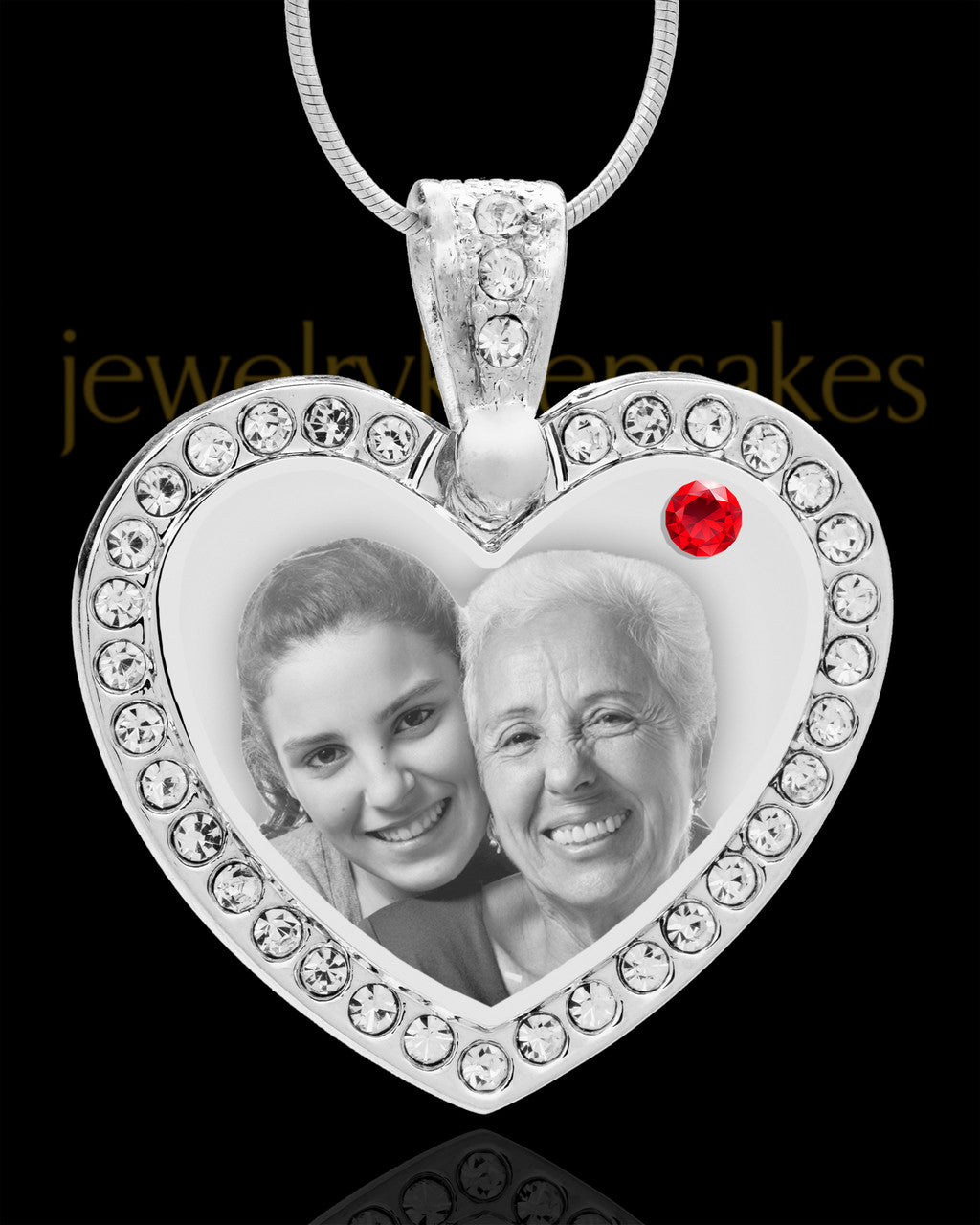 July Gem Heart Birthstone Stainless Photo Pendant