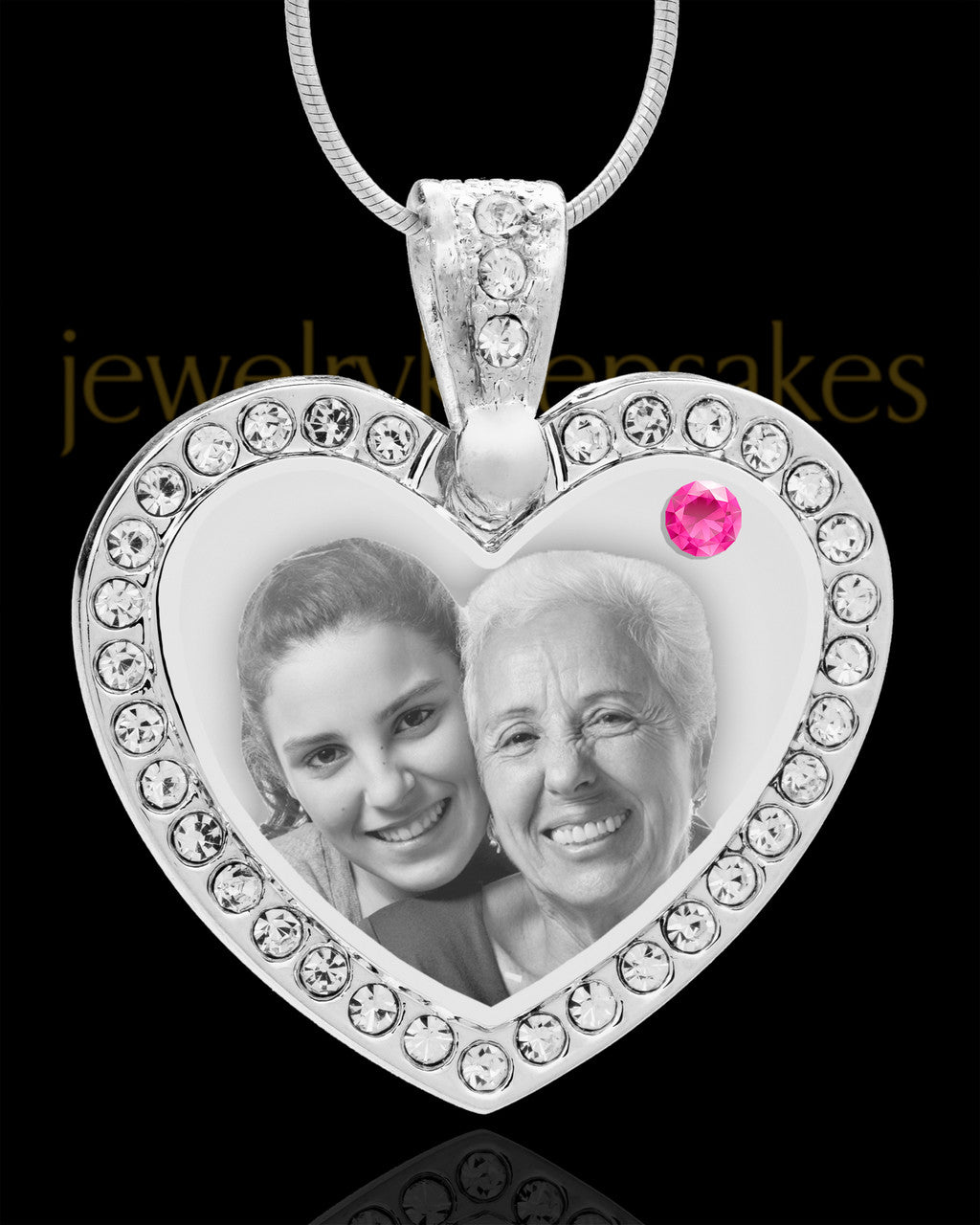 October Gem Heart Birthstone Stainless Photo Pendant