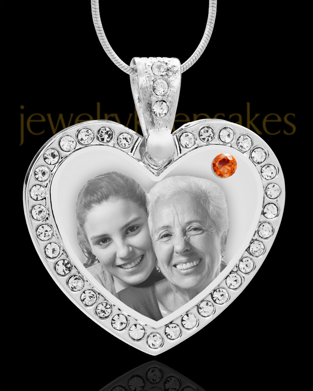 November Gem Heart Birthstone Stainless Photo Pendant
