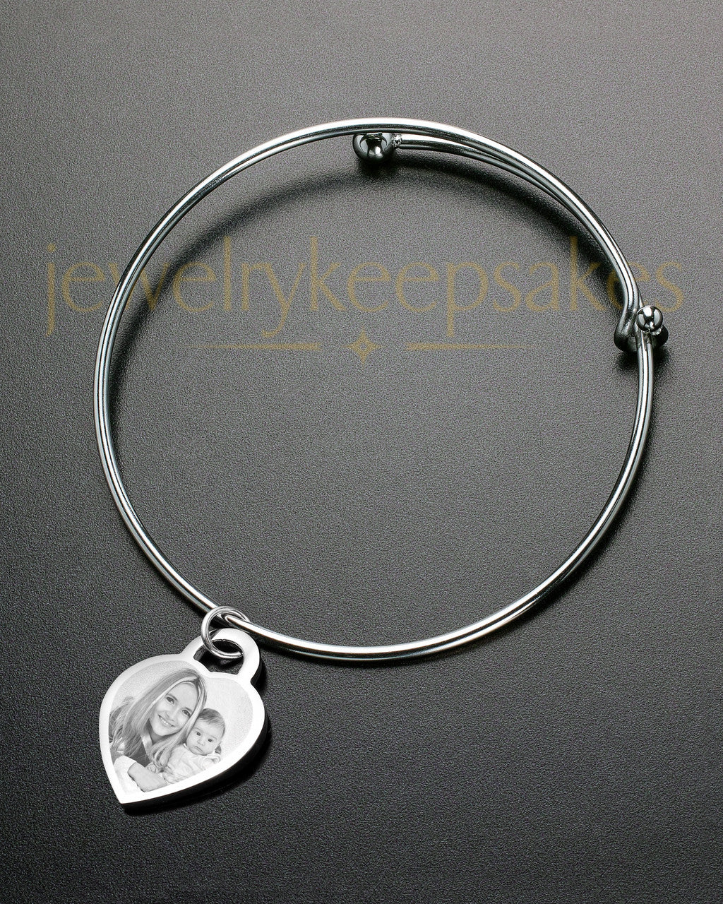 Sophisticate Small Heart Photo Engraved Bracelet