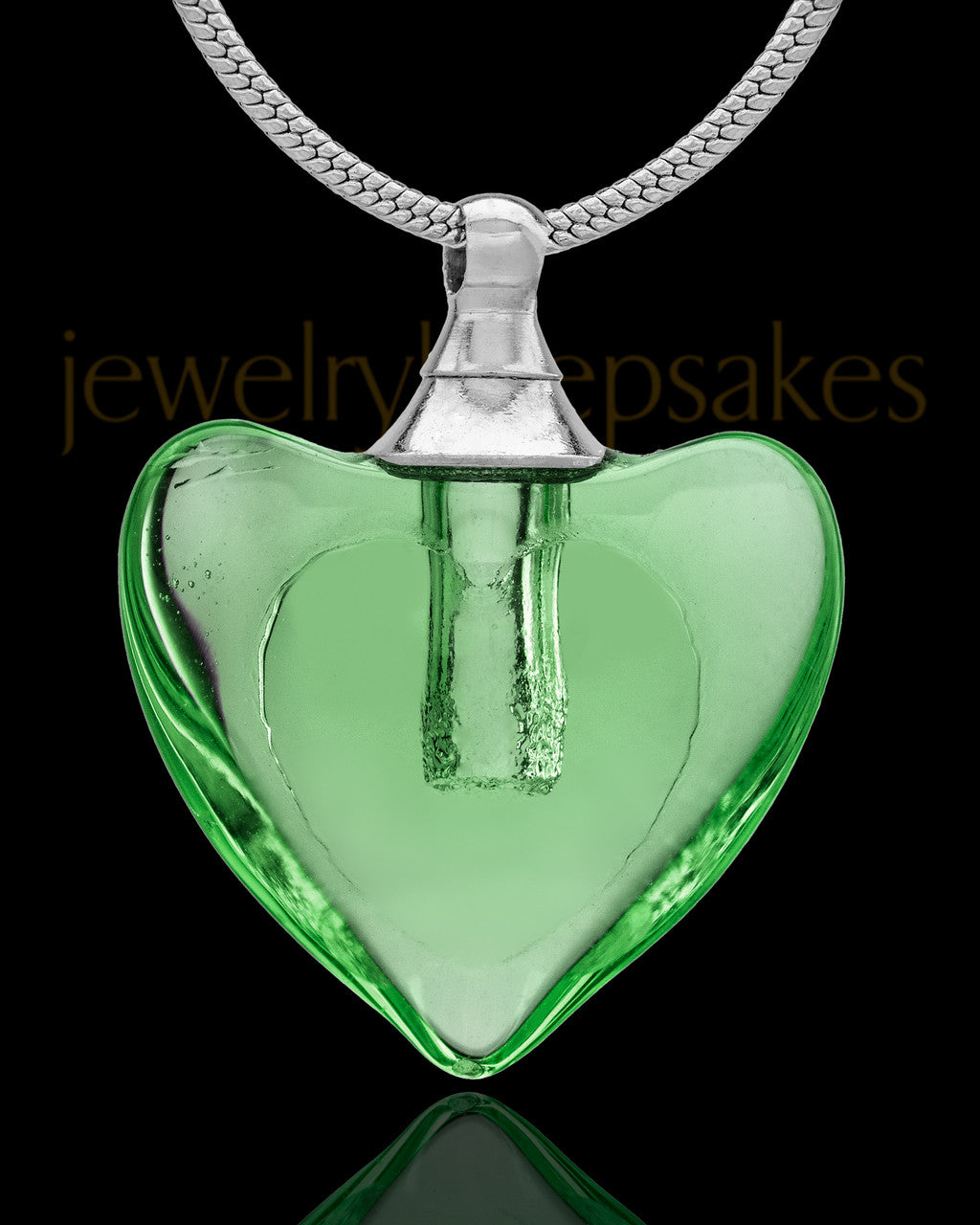 Urn Necklace Green Heart Duo Glass Locket