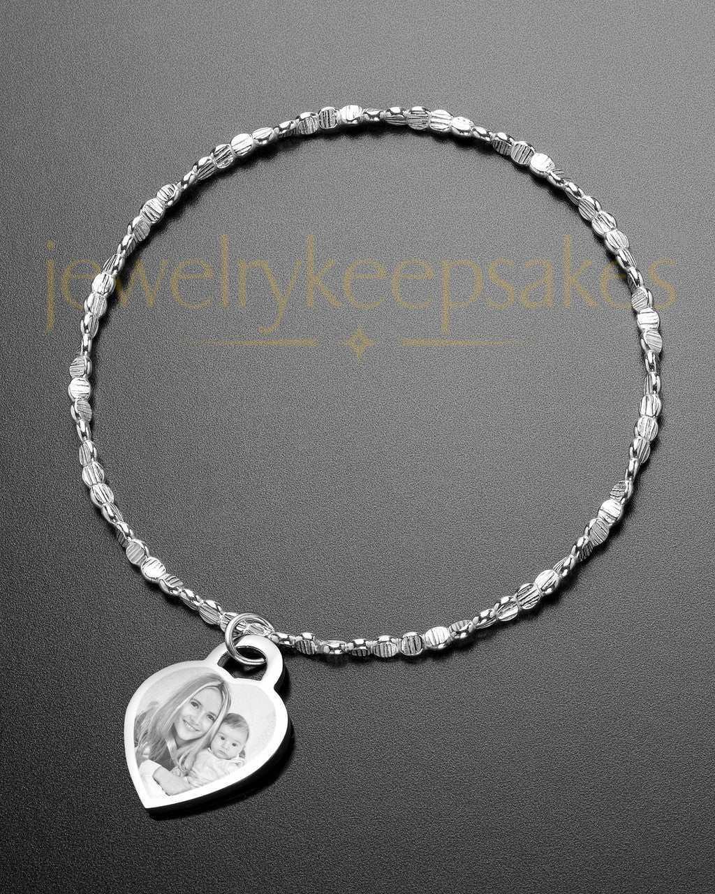 Luxury Small Heart Photo Engraved Bracelet
