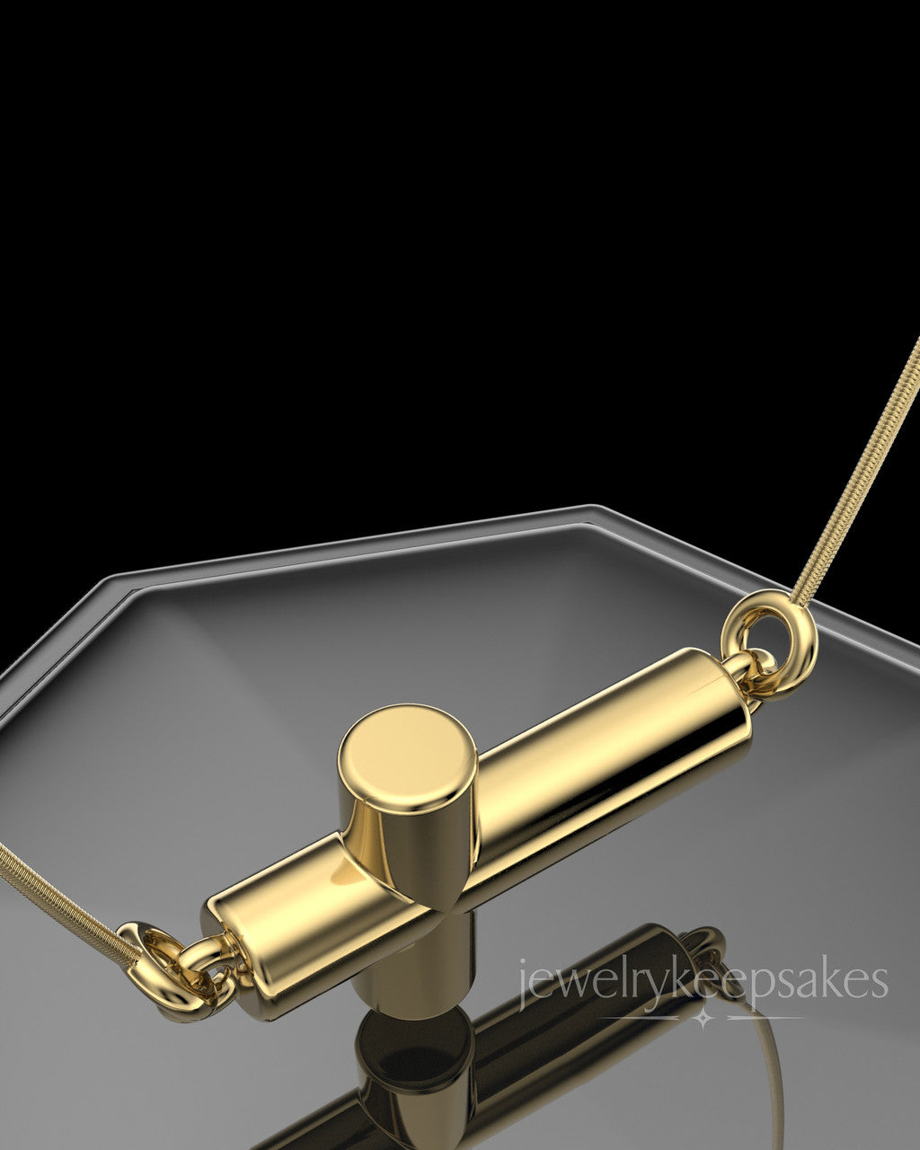 Gold Plated Horizontal Cross Permanently Sealed Waterproof Keepsake Jewelry