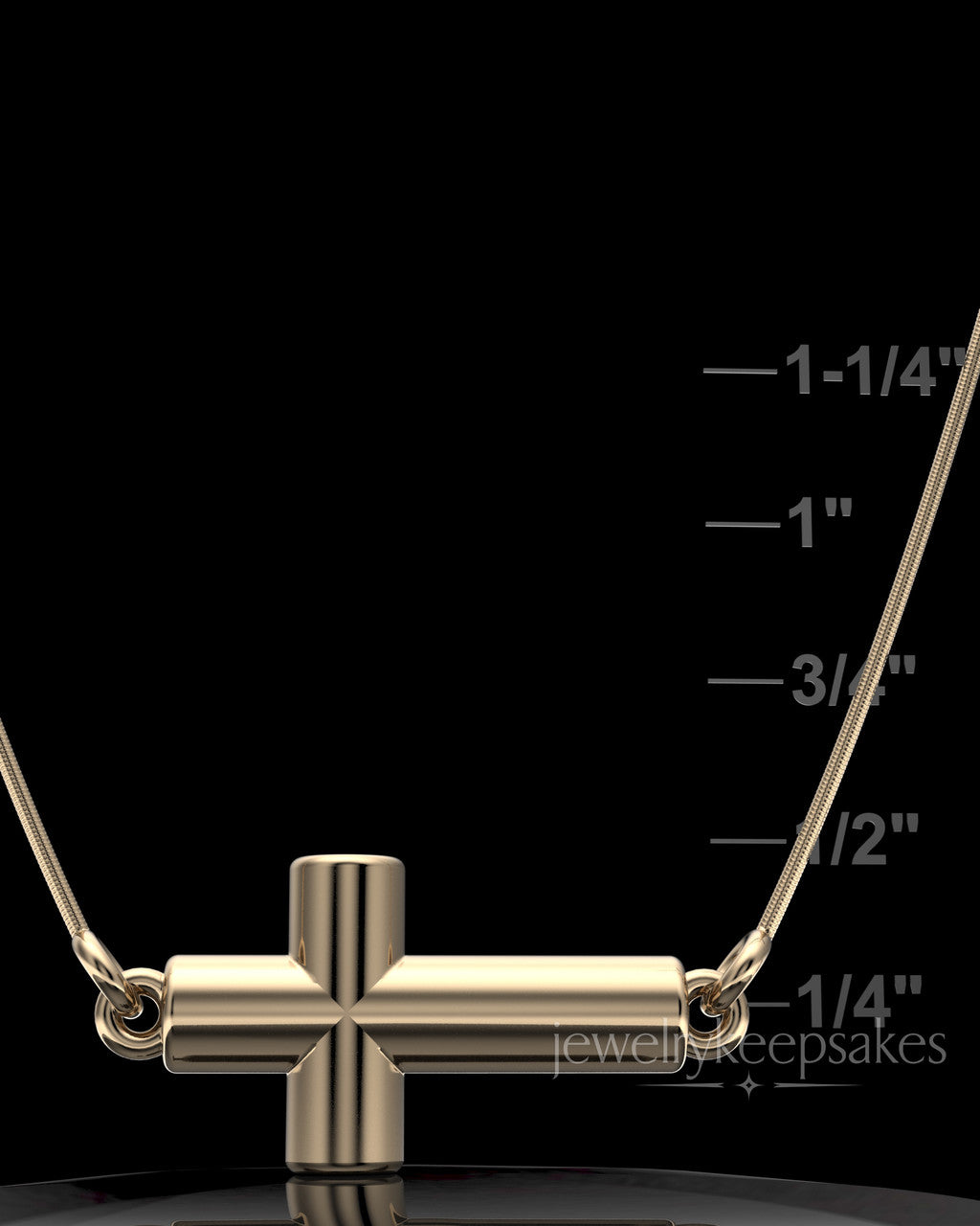 Solid 14k Gold Horizontal Cross Permanently Sealed Waterproof Keepsake Jewelry