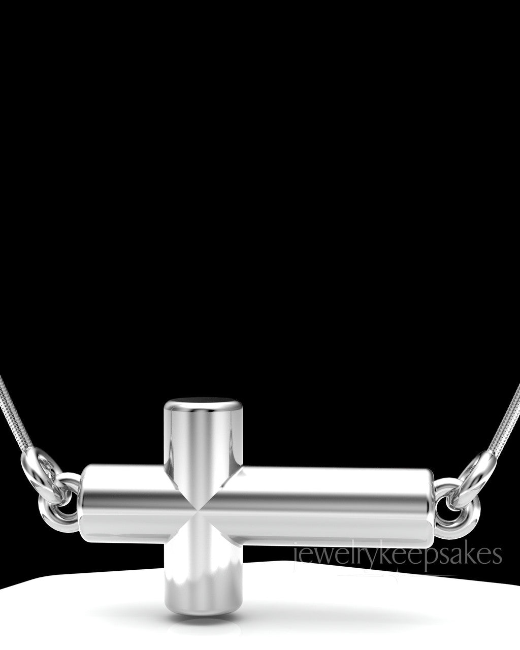 Sterling Silver Horizontal Cross Permanently Sealed Waterproof Keepsake Jewelry