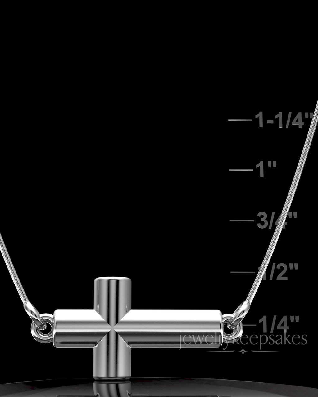 Sterling Silver Horizontal Cross Permanently Sealed Waterproof Keepsake Jewelry