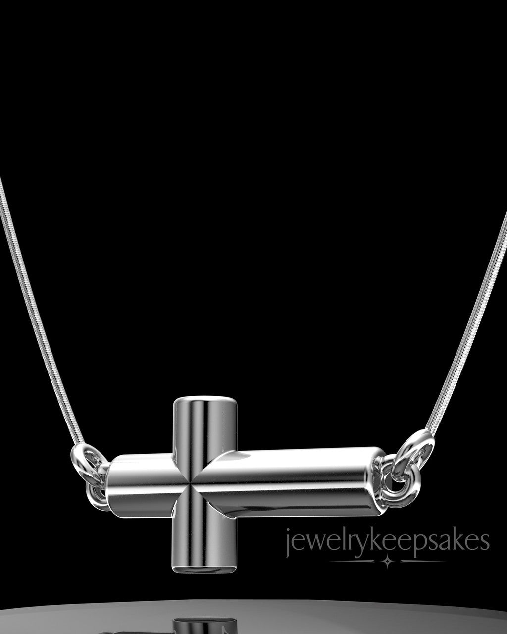 Sterling Silver Horizontal Cross Permanently Sealed Waterproof Keepsake Jewelry