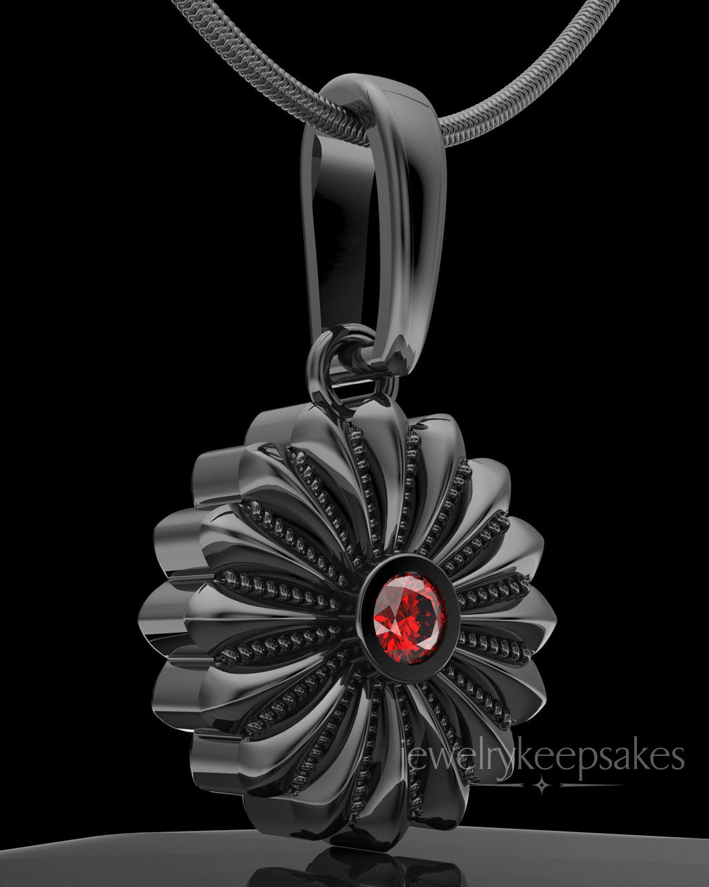Black Plated Daisy Birthstone Permanently Sealed Waterproof Keepsake Jewelry