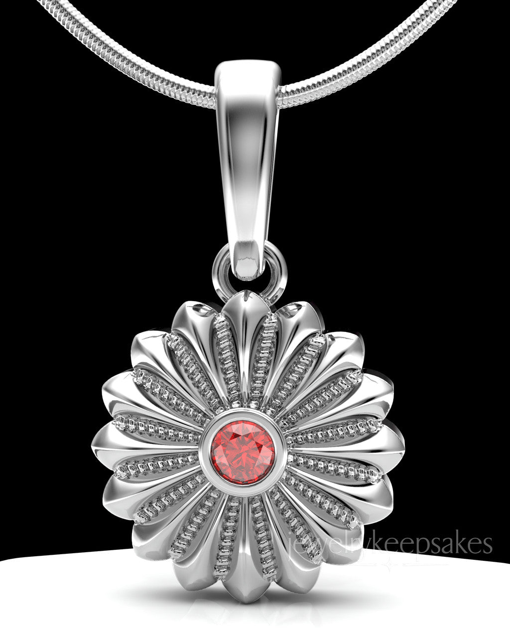 Sterling Silver Daisy Birthstone Permanently Sealed Waterproof Keepsake Jewelry