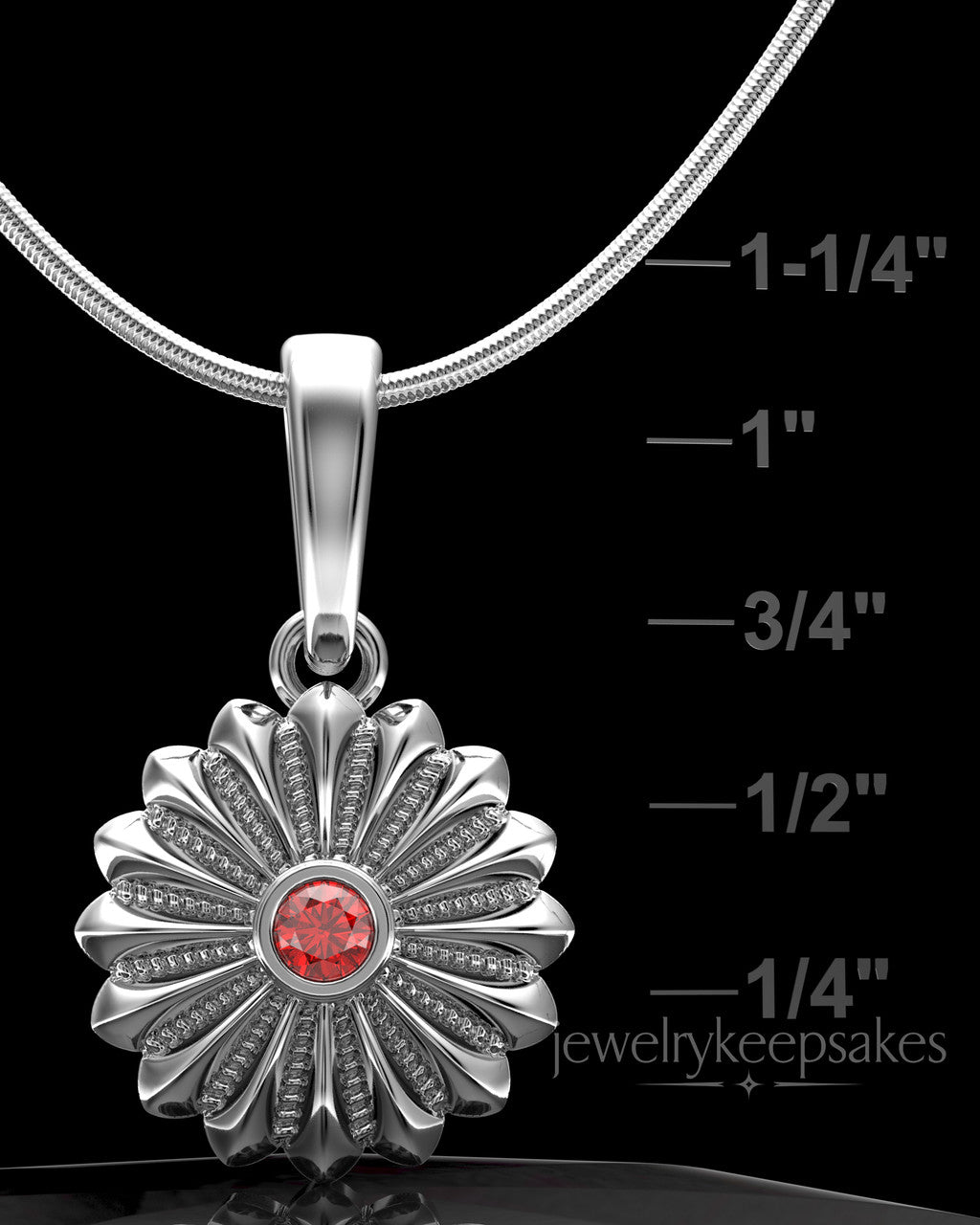 Sterling Silver Daisy Birthstone Permanently Sealed Waterproof Keepsake Jewelry
