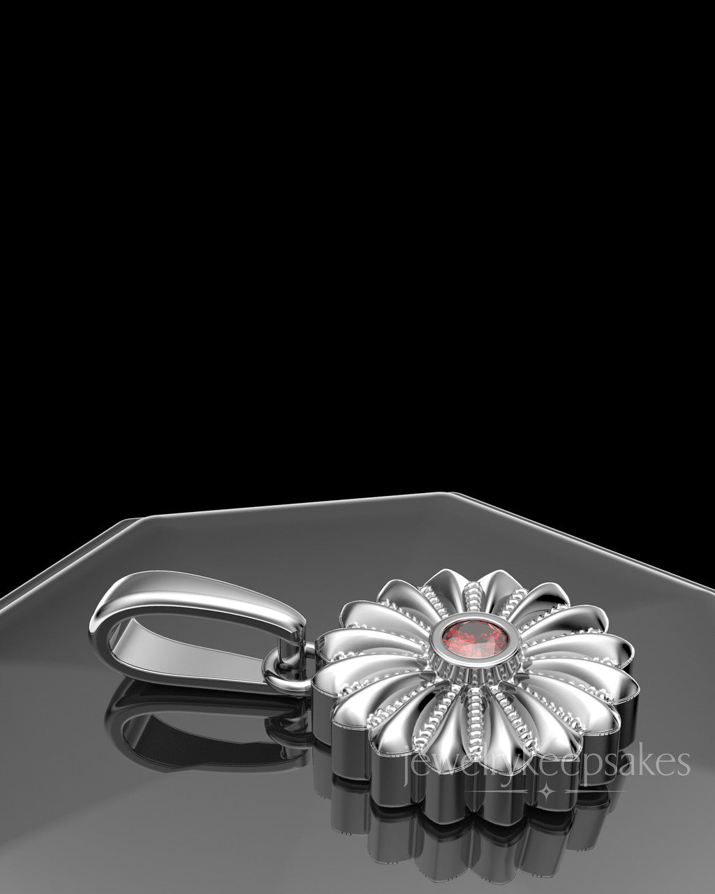 Solid 14K White Gold Daisy Birthstone Permanently Sealed Waterproof Jewelry