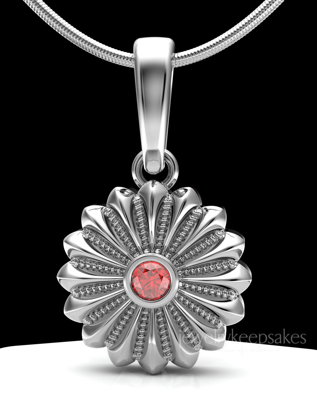 Solid 14K White Gold Daisy Birthstone Permanently Sealed Waterproof Jewelry