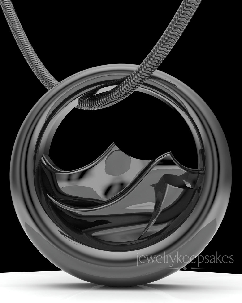 Black Plated Mountains of Memories Permanently Sealed Waterproof Jewelry