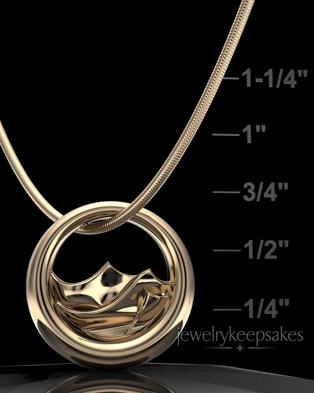 Solid 14k Gold Mountains of Memories Permanently Sealed Waterproof Jewelry