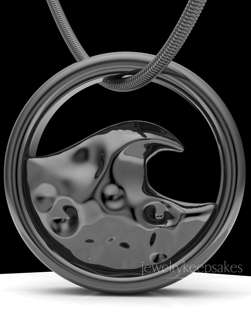 Black Plated Ocean Waves Permanently Sealed Waterproof Keepsake Jewelry