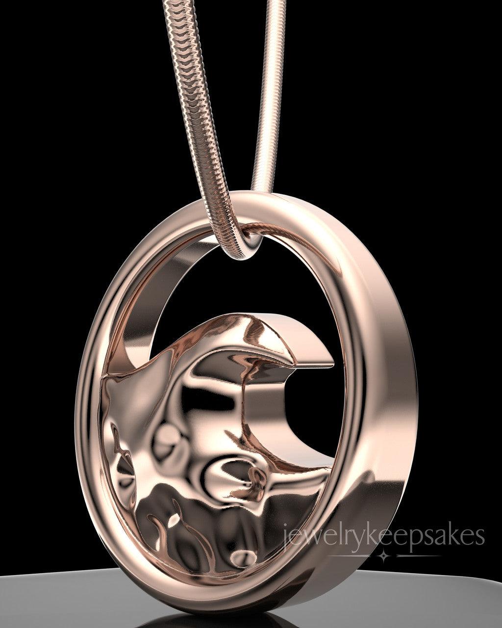 Rose Gold Plated Ocean Waves Permanently Sealed Waterproof Keepsake Jewelry