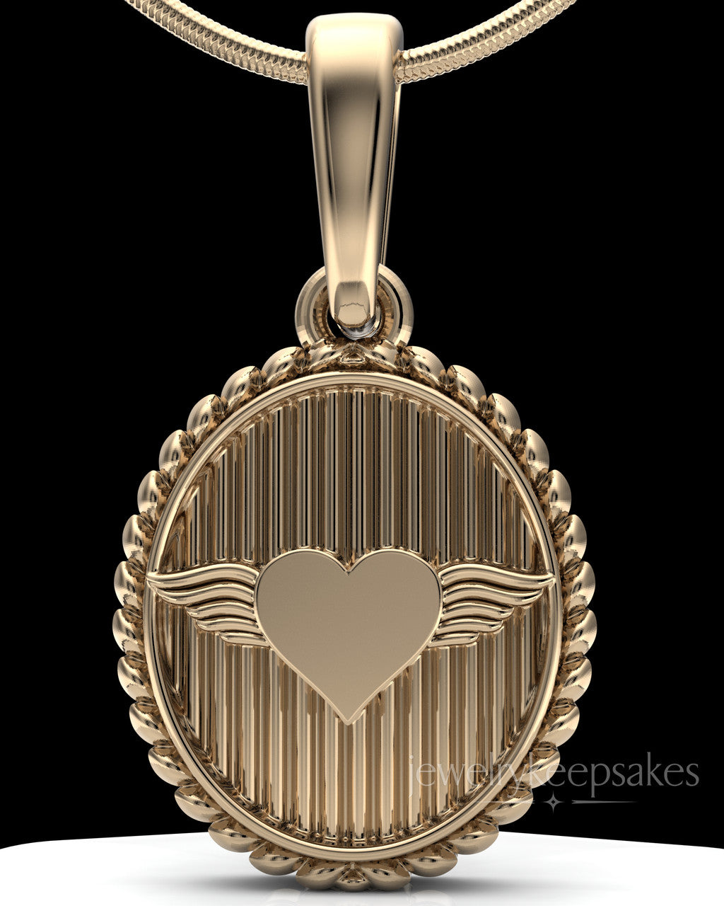 Solid 14K Gold Oval In Love Permanently Sealed Waterproof Keepsake Jewelry